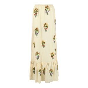 Gucci Embroidered Linen Tiered Skirt Multi Womens